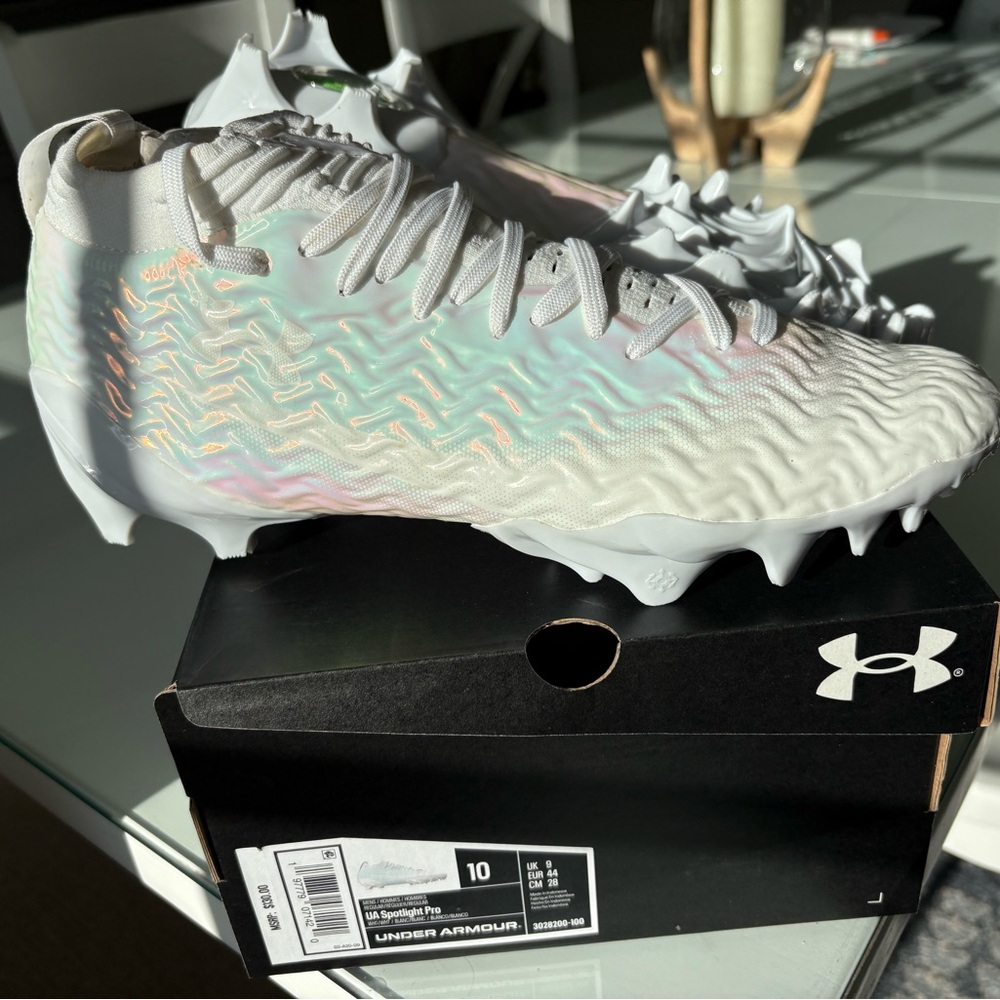 Under Armour White Iridescent Football Cleats